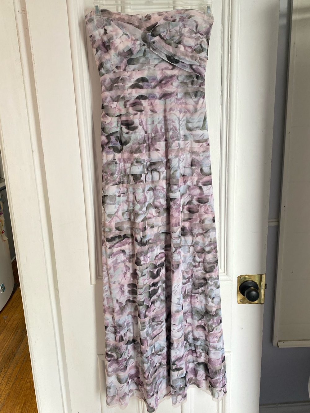 BCBGMaxAzria White Mesh Panel Dress With Ruffles